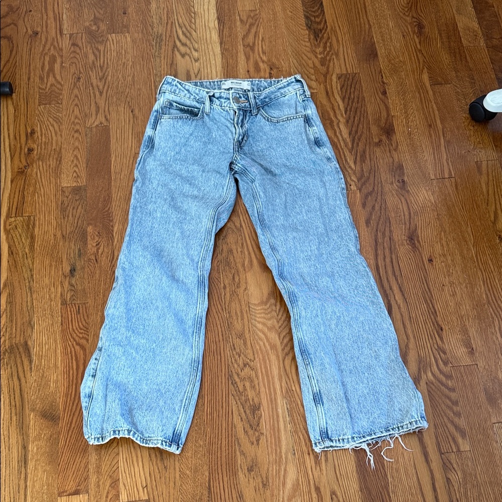 Hollister Blue Lowrise Wide Leg Jeans